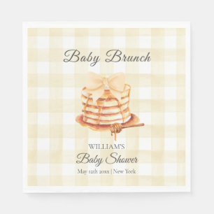 Yellow Gingham Bow Pancake Brunch Baby Shower  Napkin