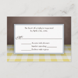 Yellow Gingham Brown RSVP Reply Cards