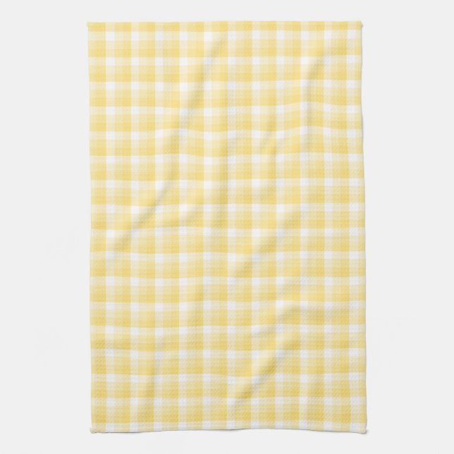 Yellow Gingham Check Pattern. Kitchen Towel (Vertical)
