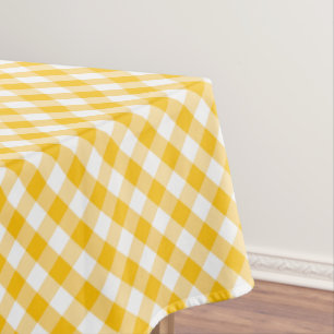 Yellow Gingham Check Pattern Tablecloth
