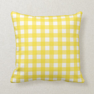 Yellow Gingham Chequered Pattern Throw Pillow
