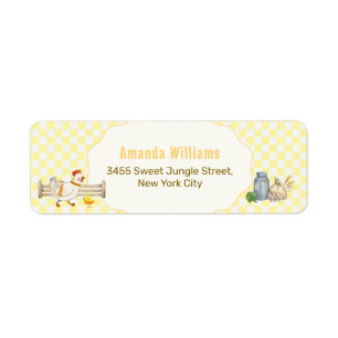 Yellow Gingham Chicks Baby Shower Return Address