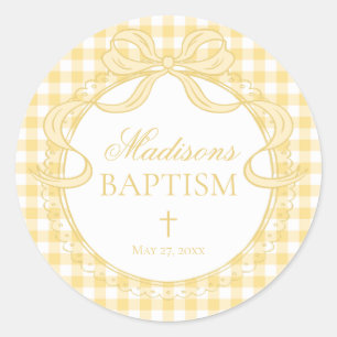 Yellow Gingham Coquette Bow Baptism Envelope Seal