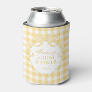 Yellow Gingham Coquette Bow Bridal Shower Favor Can Cooler