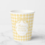 Yellow Gingham Coquette Bow Bridal Shower Paper Cups<br><div class="desc">A charming blend of classic and coquette, this pastel gingham party collection brings a soft, preppy touch to your celebration. Featuring delicate gingham patterns paired with sweet bow accents, each piece is designed to create a light, feminine, and effortlessly polished party aesthetic. Perfect for showers, birthdays, and garden-inspired gatherings, this...</div>