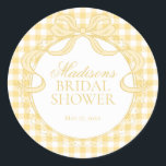 Yellow Gingham Coquette Bow Bridal Shower Seal<br><div class="desc">A charming blend of classic and coquette, this pastel gingham party collection brings a soft, preppy touch to your celebration. Featuring delicate gingham patterns paired with sweet bow accents, each piece is designed to create a light, feminine, and effortlessly polished party aesthetic. Perfect for showers, birthdays, and garden-inspired gatherings, this...</div>