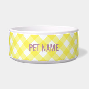 Yellow Gingham Custom Name Pet - Personalized