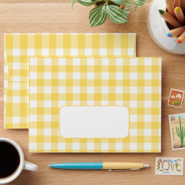 Yellow Gingham Envelope (Desk)
