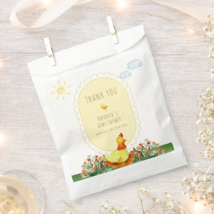 Yellow Gingham Farm Animal Chicken Baby Shower  Favour Bag