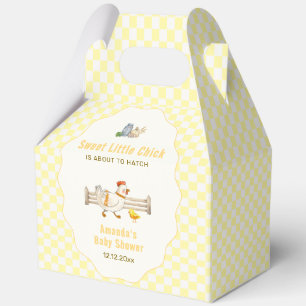 Yellow Gingham Farm Cottage Chicks Baby Shower  Favor Box