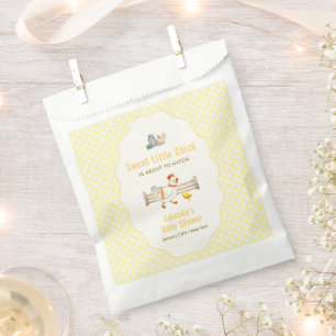 Yellow Gingham Farm Fresh Chicks Baby Shower  Favour Bag