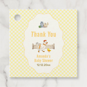 Yellow Gingham Farm Fresh Chicks Baby Shower  Favour Tags