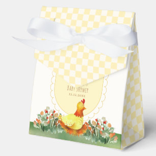 Yellow Gingham Farm Little Chicken Baby Shower  Favor Box