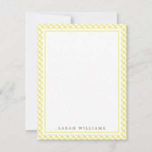 Yellow Gingham Flat Thank You Notes Invitation