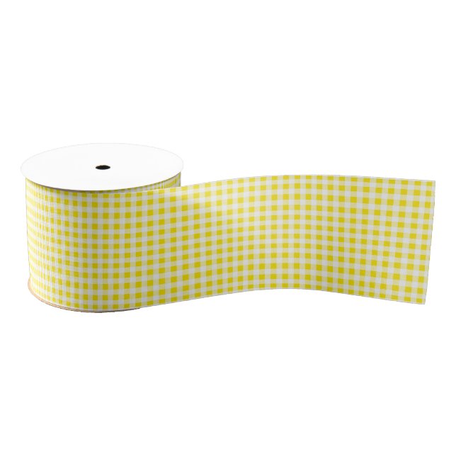 Yellow Gingham Grosgrain Ribbon (Spool)