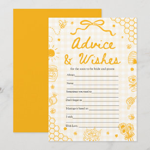 Yellow Gingham Honey Bee Advice and Wishes Game Invitation