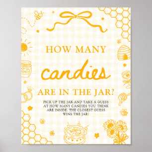 Yellow Gingham Honey Bee Guess How Many Candies Poster