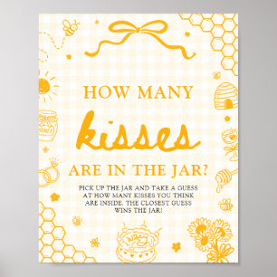 Yellow Gingham Honey Bee Guess How Many Kisses Poster