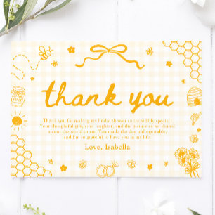 Yellow Gingham Honey Bee Honeycomb Thank You Card
