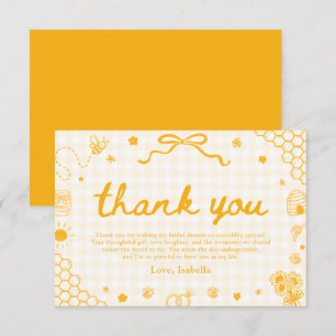 Yellow Gingham Honey Bee Honeycomb Thank You Card