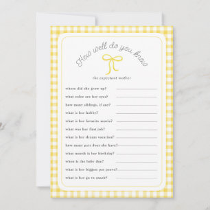 Yellow gingham How well do you know shower Game Invitation