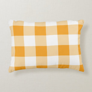 Yellow Gingham Pattern Accent Pillow