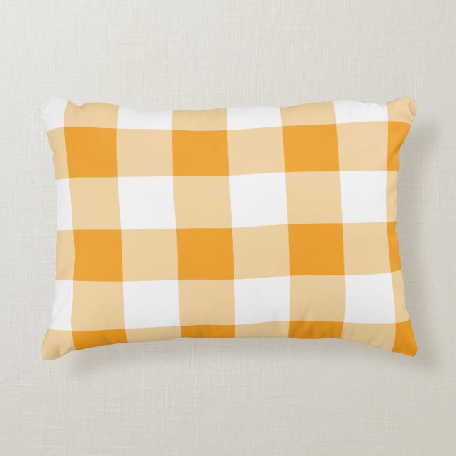 Yellow Gingham Pattern Accent Pillow (Front)