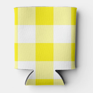Yellow Gingham Pattern Can Cooler