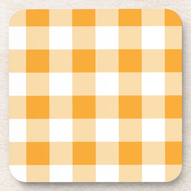 Yellow Gingham Pattern Coaster (Front)
