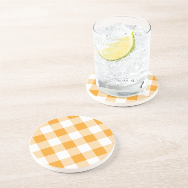 Yellow Gingham Pattern Coaster (Side)
