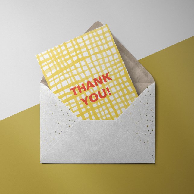 Yellow gingham pattern Thank You Card (Creator Uploaded)