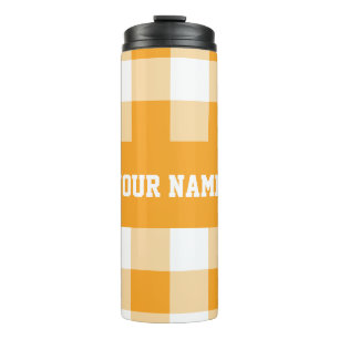 Yellow Gingham Pattern Thermal Tumbler
