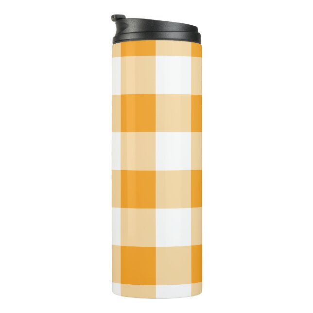Yellow Gingham Pattern Thermal Tumbler (Rotated Right)