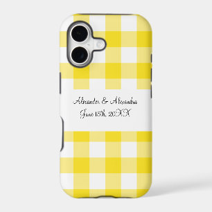Yellow gingham pattern wedding favours