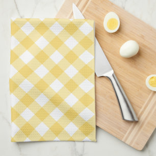 Yellow Gingham Plaid Pattern Kitchen Towel