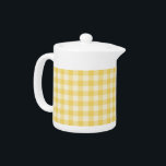 Yellow Gingham Plaid Teapot<br><div class="desc">Yellow and white gingham plaid. If you would like this in a different colour,  click the "Customize"  button above and change the yellow to any colour you like. You can find additional coordinating items in the collection available in our shop!</div>