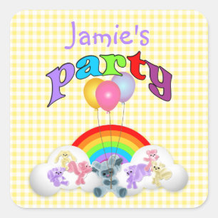 Yellow Gingham Plushie Party  Sticker