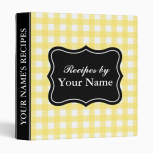 Yellow Gingham recipe binder   Custom cook book