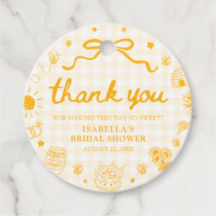Yellow Gingham She Found Her Honey Bridal Shower Favour Tags