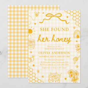 Yellow Gingham She Found Her Honey Bridal Shower Invitation