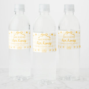 Yellow Gingham She Found Her Honey Bridal Shower Water Bottle Label