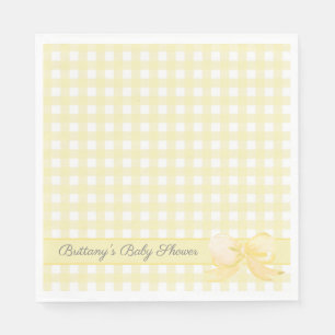 Yellow Gingham with Bow Baby Shower Napkins
