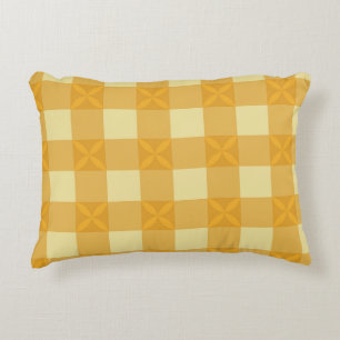 Yellow Gingham & Yellow Petals Accent Pillow