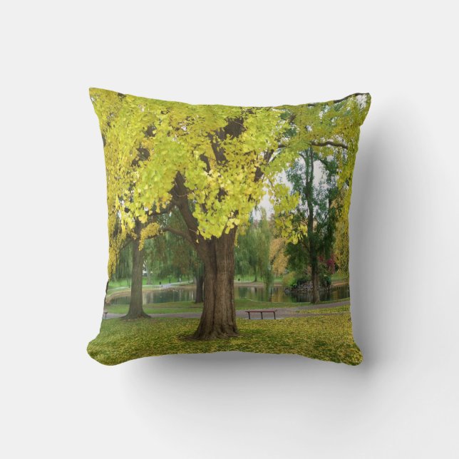 Yellow Gingko Tree Throw Pillow (Front)