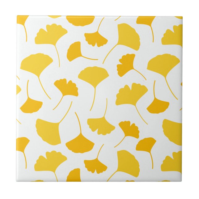 Yellow Ginkgo Leaf Pattern Tile (Front)