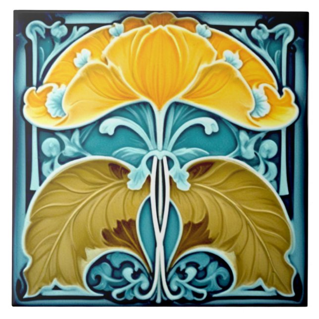 Yellow Ginko Flower Tile (Front)