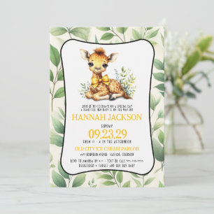 Yellow Giraffe Baby Shower Invitation