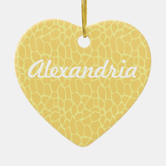 Yellow Giraffe Print Ceramic Ornament (Front)