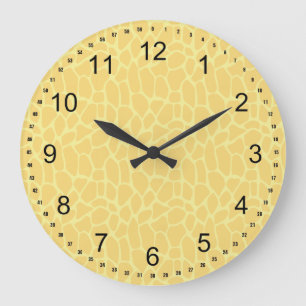 Yellow Giraffe Print Large Clock