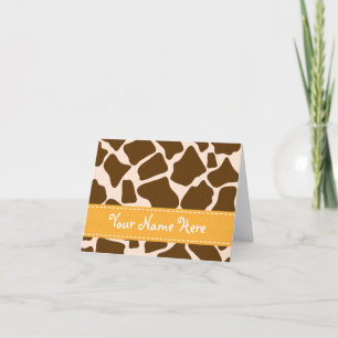 Yellow Giraffe Print Note Cards Personalized